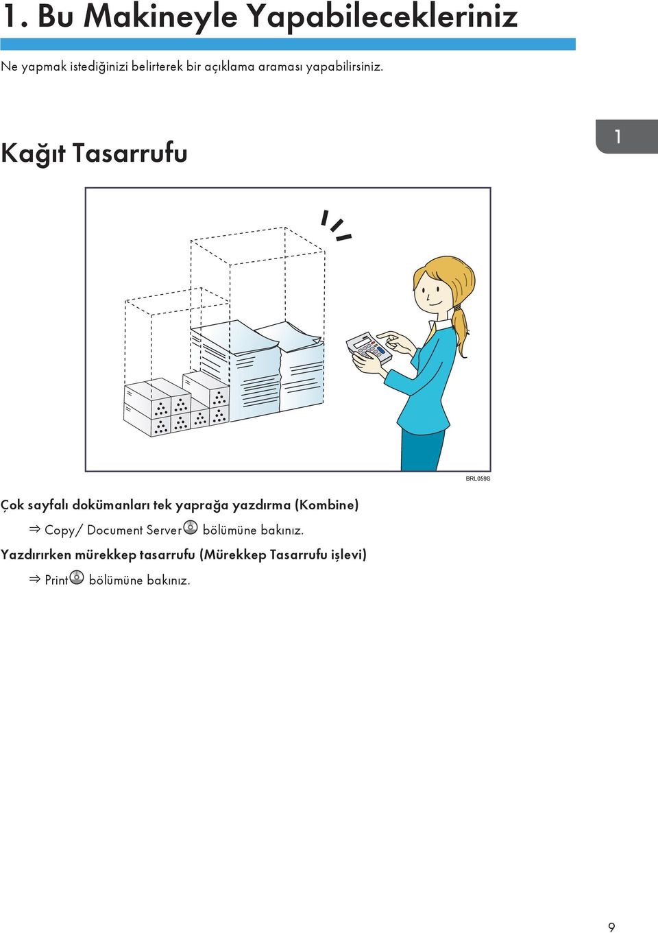 Kağıt Tasarrufu BRL059S Çok sayfalı dokümanları tek yaprağa yazdırma