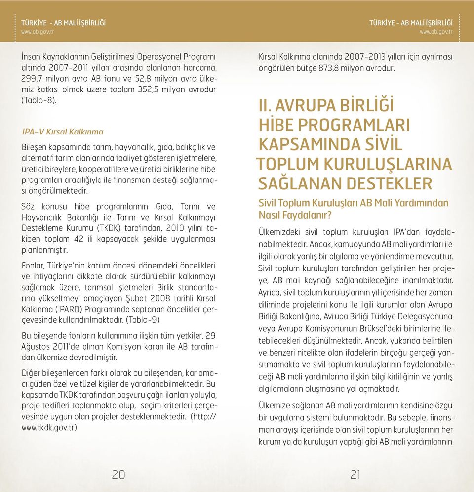 IPA-V Kırsal Kalkınma Bileşen kapsamında tarım, hayvancılık, gıda, balıkçılık ve alternatif tarım alanlarında faaliyet gösteren işletmelere, üretici bireylere, kooperatiflere ve üretici birliklerine