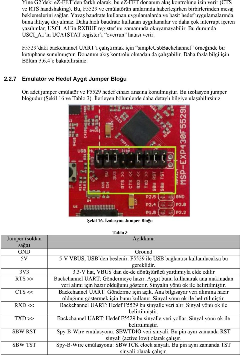 Daha hızlı baudrate kullanan uygulamalar ve daha çok interrupt içeren yazılımlar, USCI_A1 in RXBUF register ını zamanında okuyamayabilir.