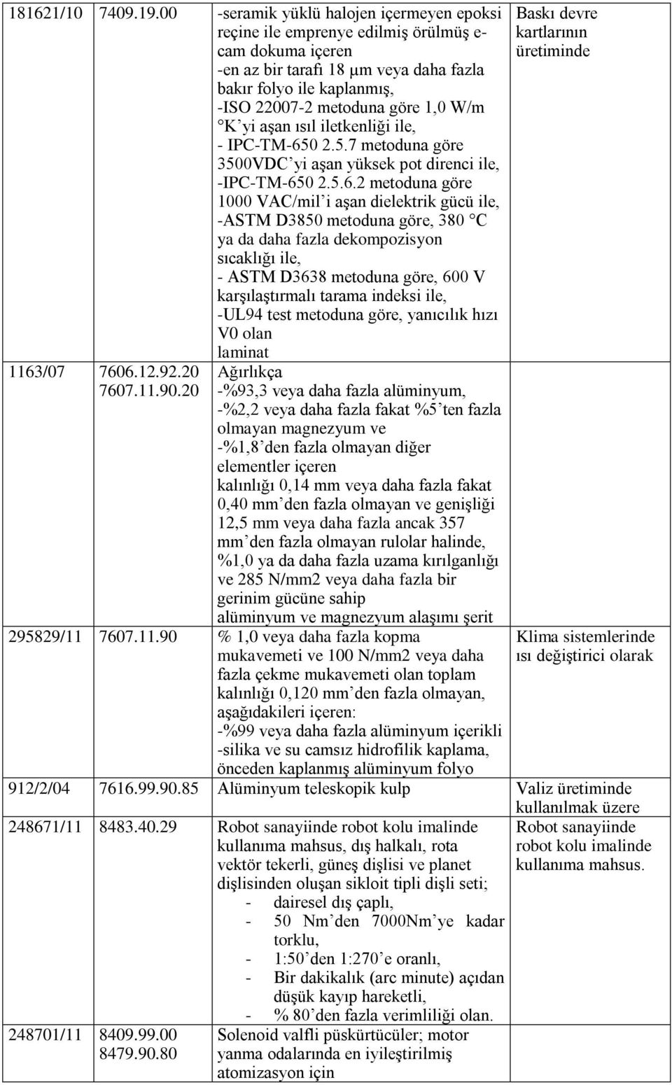 W/m K yi aşan ısıl iletkenliği ile, - IPC-TM-65