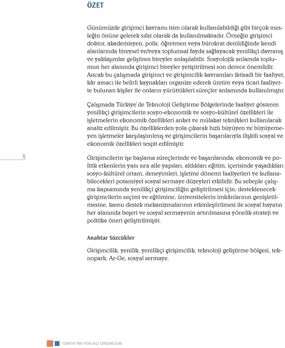 anlaşılabilir. Sosyolojik anlamda toplumun her alanında girişimci bireyler yetiştirilmesi son derece önemlidir.