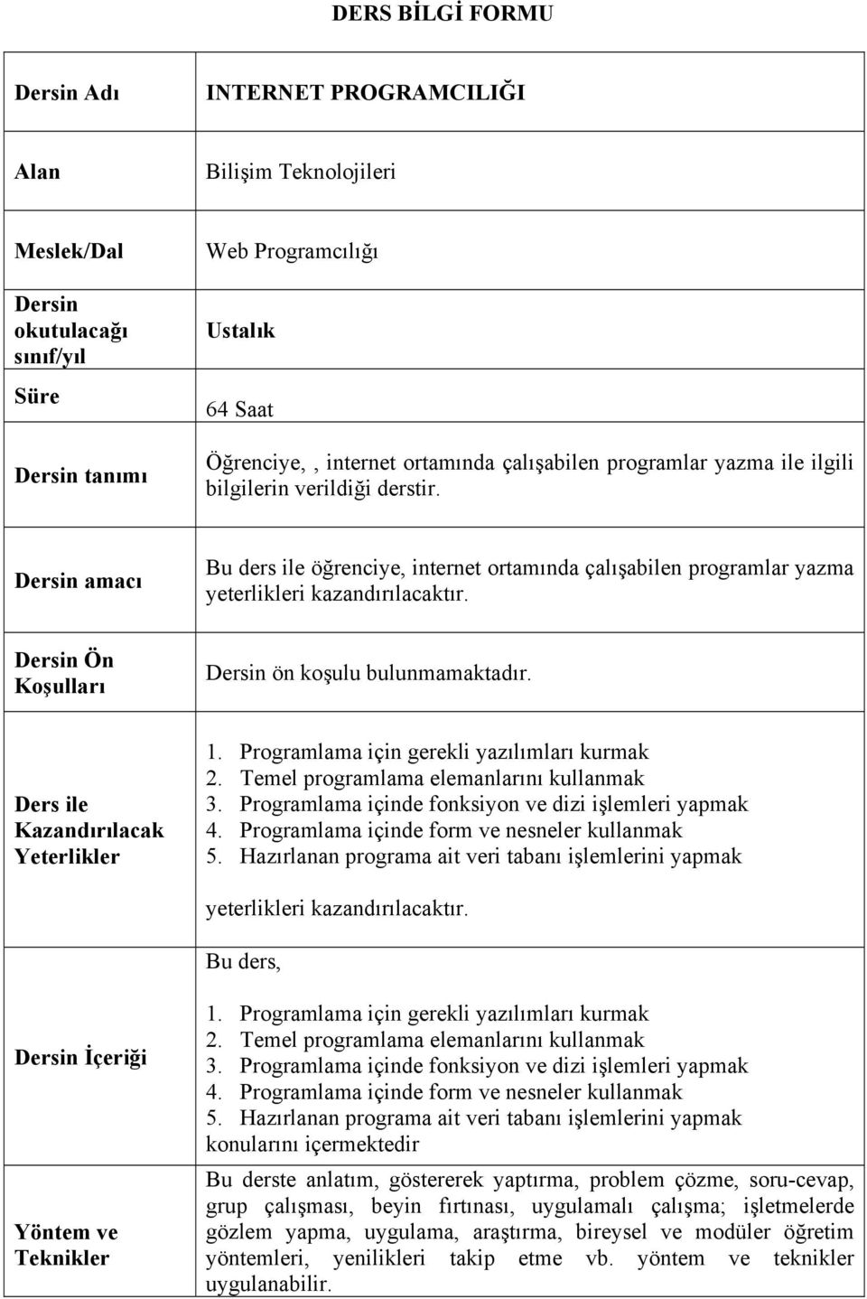 Dersin Ön Koşulları Dersin ön koşulu bulunmamaktadır. Ders ile Kazandırılacak Yeterlikler 1. Programlama için gerekli yazılımları kurmak 2. Temel programlama elemanlarını kullanmak 3.