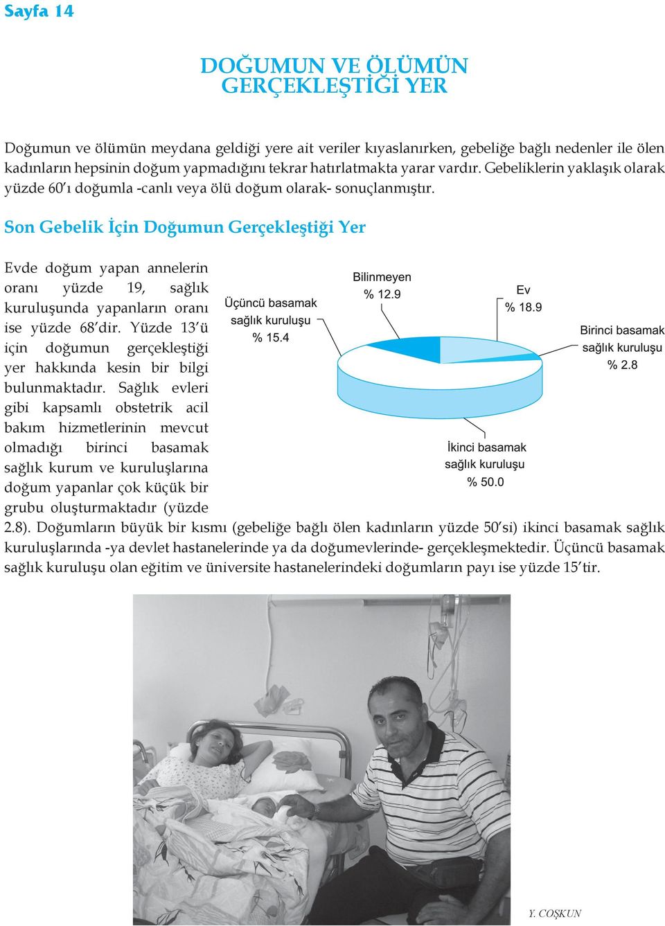 Son Gebelik İçin Doğumun Gerçekleştiği Yer Evde doğum yapan annelerin oranı yüzde 19, sağlık kuruluşunda yapanların oranı ise yüzde 68 dir.