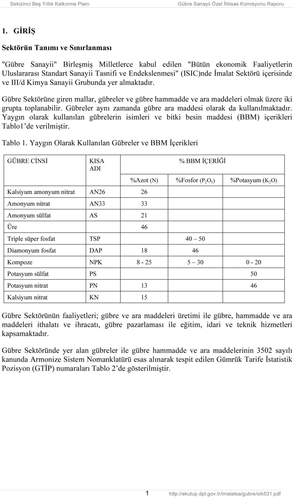 Gübreler aynı zamanda gübre ara maddesi olarak da kullanılmaktadır. Yaygın olarak kullanılan gübrelerin isimleri ve bitki besin maddesi (BBM) içerikleri Tablo1 de verilmiştir. Tablo 1.