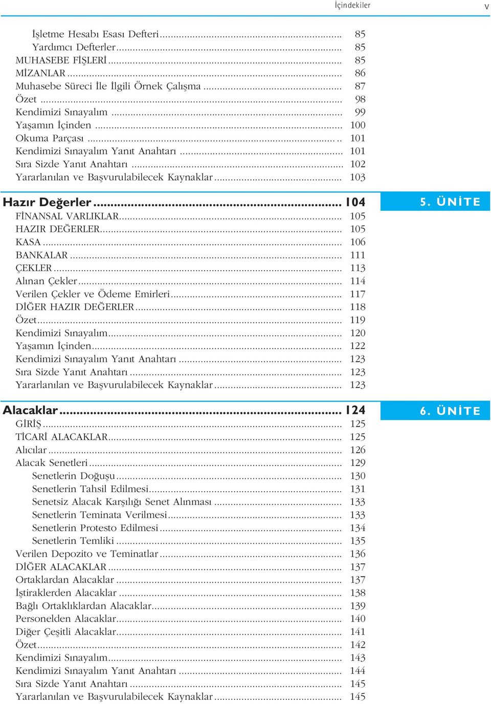 .. 104 F NANSAL VARLIKLAR... 105 HAZIR DE ERLER... 105 KASA... 106 BANKALAR... 111 ÇEKLER... 113 Al nan Çekler... 114 Verilen Çekler ve Ödeme Emirleri... 117 D ER HAZIR DE ERLER... 118 Özet.