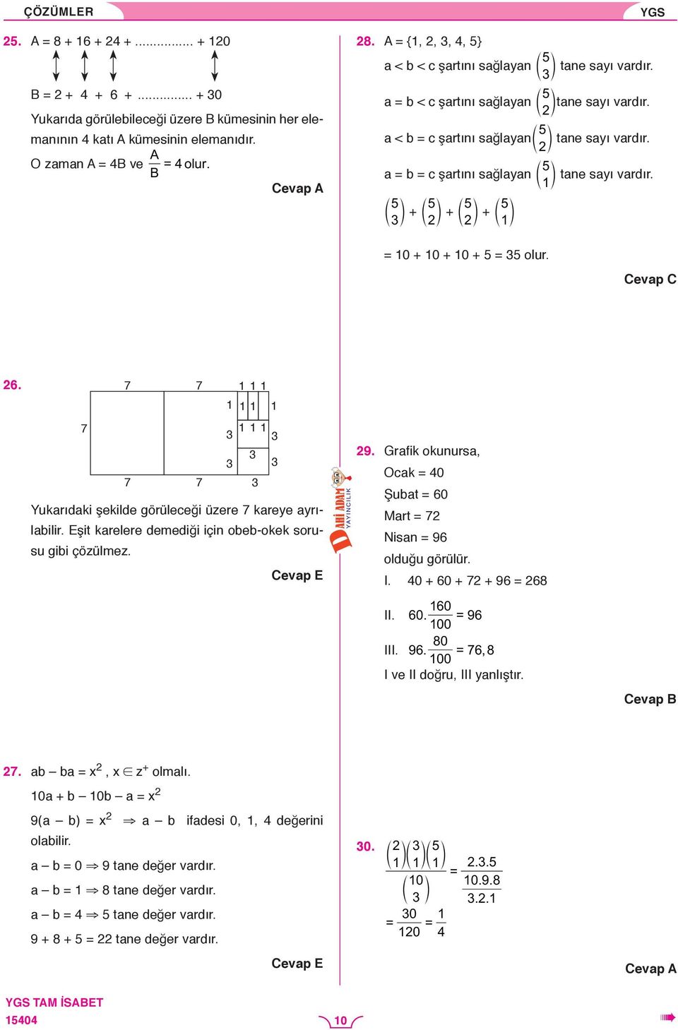 a b c şartını sağlayan d 5 n tane sayı vardır. 1 5 d n + 5 d n + d 5 n + d 5 1 n 10 + 10 + 10 + 5 5 olur. 6. 7 7 1 1 1 1 11 1 7 1 1 1 7 7 Yukarıdaki şekilde görüleceği üzere 7 kareye ayrılabilir.