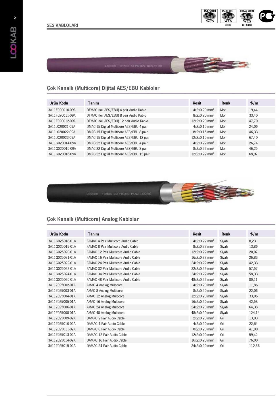 Multicore AES/EBU 8 pair DMAC-15 Digital Multicore AES/EBU 12 pair DMAC-22 Digital Multicore AES/EBU 4 pair DMAC-22 Digital Multicore AES/EBU 8 pair DMAC-22 Digital Multicore AES/EBU 12 pair 4x2x0.