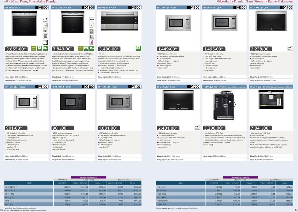 238,00 TL Intelligente Inverter Technologie Universal PLUS fırın: hotaireco, alt /üst ısıtma, hydrobaking, 3D sıcak hava plus, pizza programı, alt ısıtma, hava dolaşımlı ızgara, Vario büyük alanlı