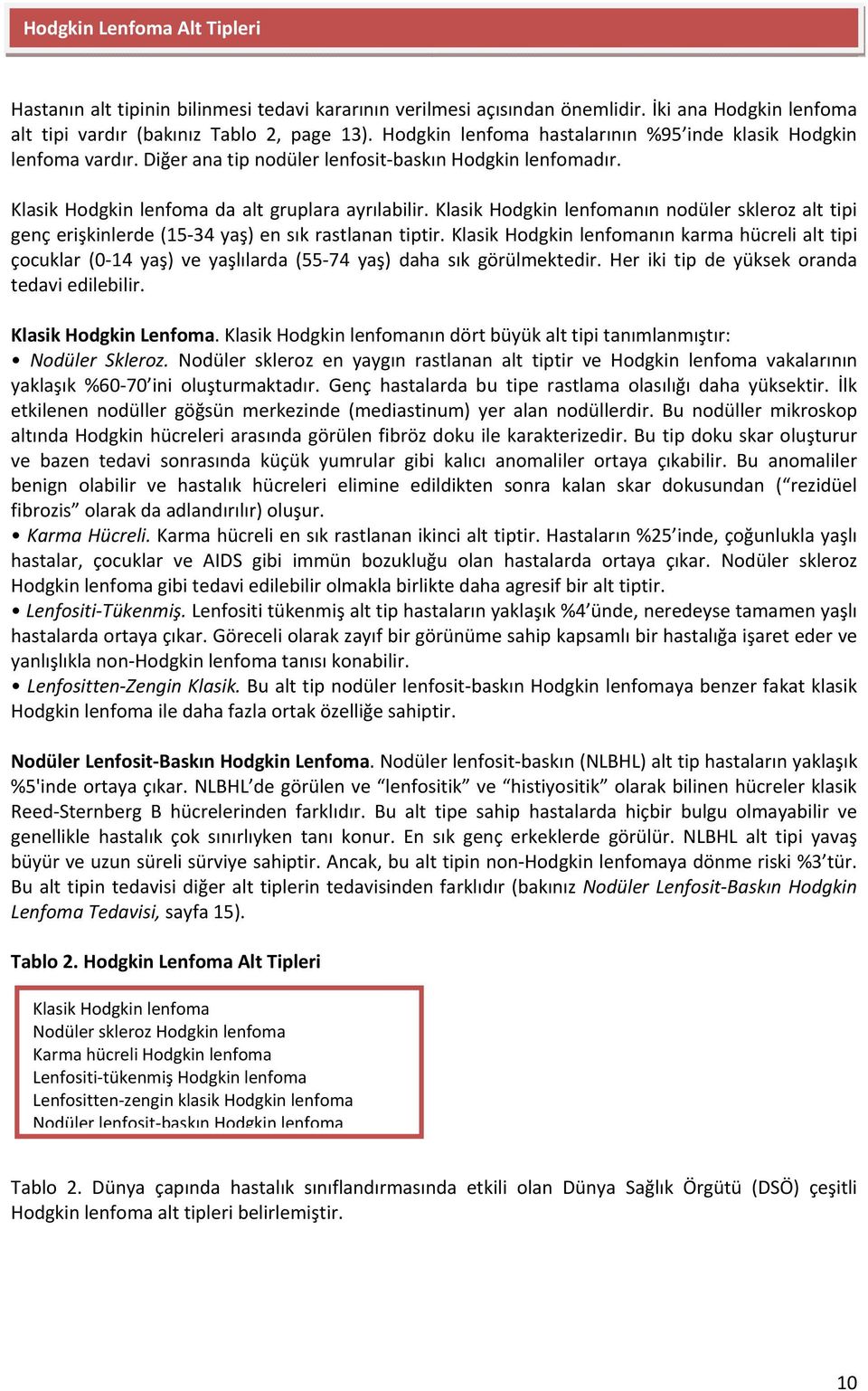 Klasik Hodgkin lenfomanın nodüler skleroz alt tipi genç erişkinlerde (15-34 yaş) en sık rastlanan tiptir.