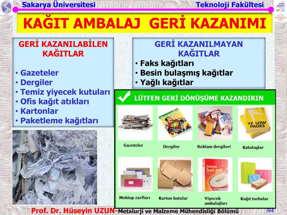 atıkları Kartonlar Paketleme kağıtları GERİ KAZANILMAYAN