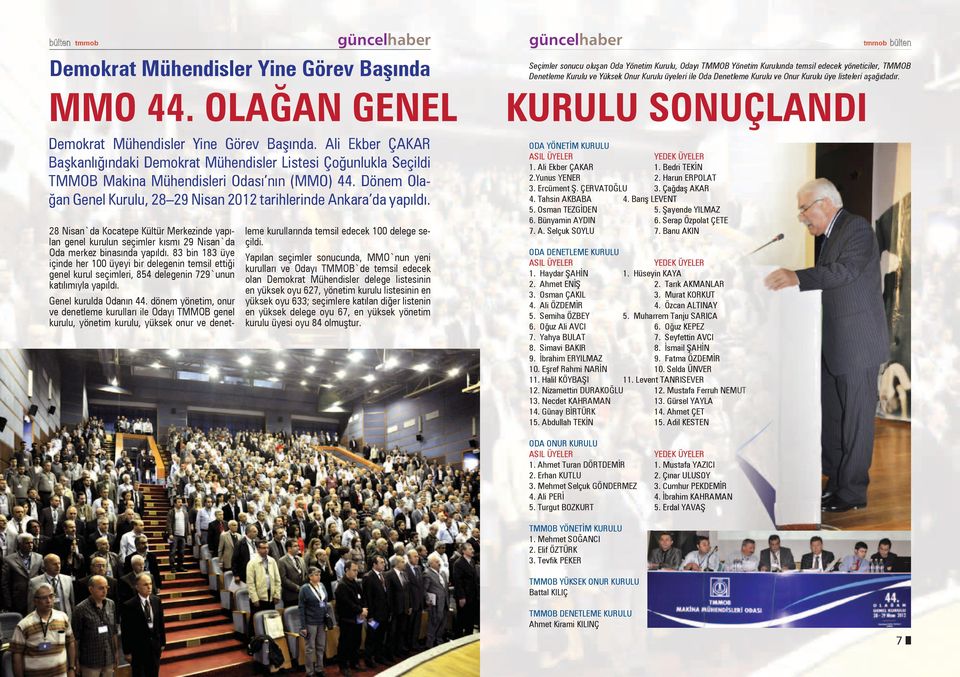 üye listeleri aşağıdadır. MMO 44. OLAĞAN GENEL Demokrat Mühendisler Yine Görev Başında.