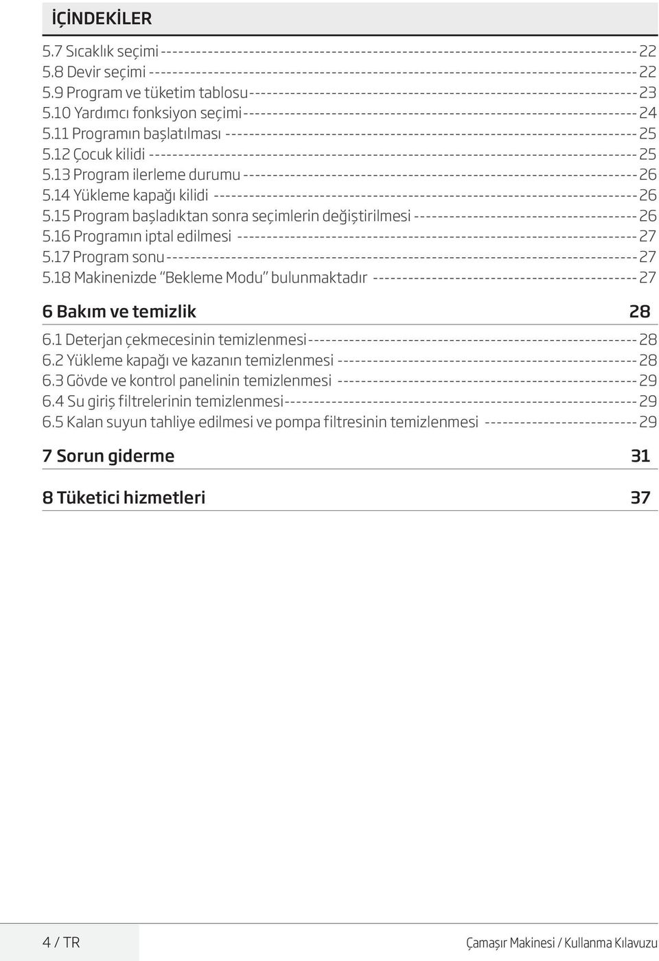 9 Program ve tüketim tablosu------------------------------------------------------------------- 23 5.