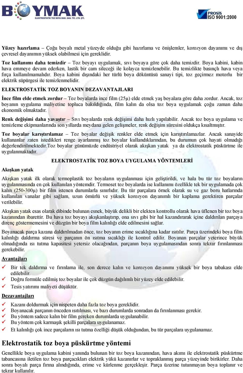 Bu temizlikte basınçlı hava veya fırça kullanılmamalıdır. Boya kabini dışındaki her türlü boya döküntüsü sanayi tipi, toz geçirmez motorlu bir elektrik süpürgesi ile temizlenmelidir.