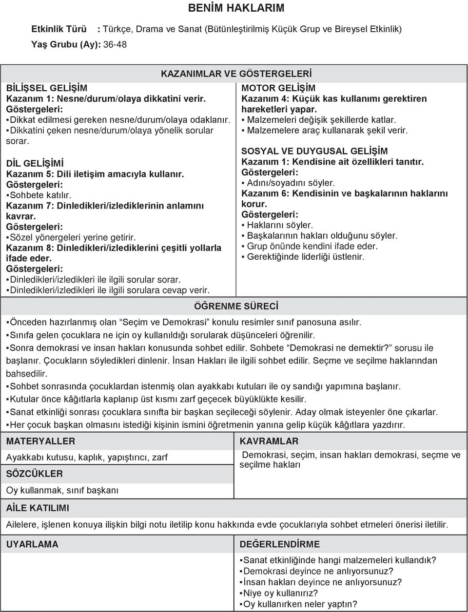 Kazanım 7: Dinledikleri/izlediklerinin anlamını kavrar. Sözel yönergeleri yerine getirir. Kazanım 8: Dinledikleri/izlediklerini çeşitli yollarla ifade eder.