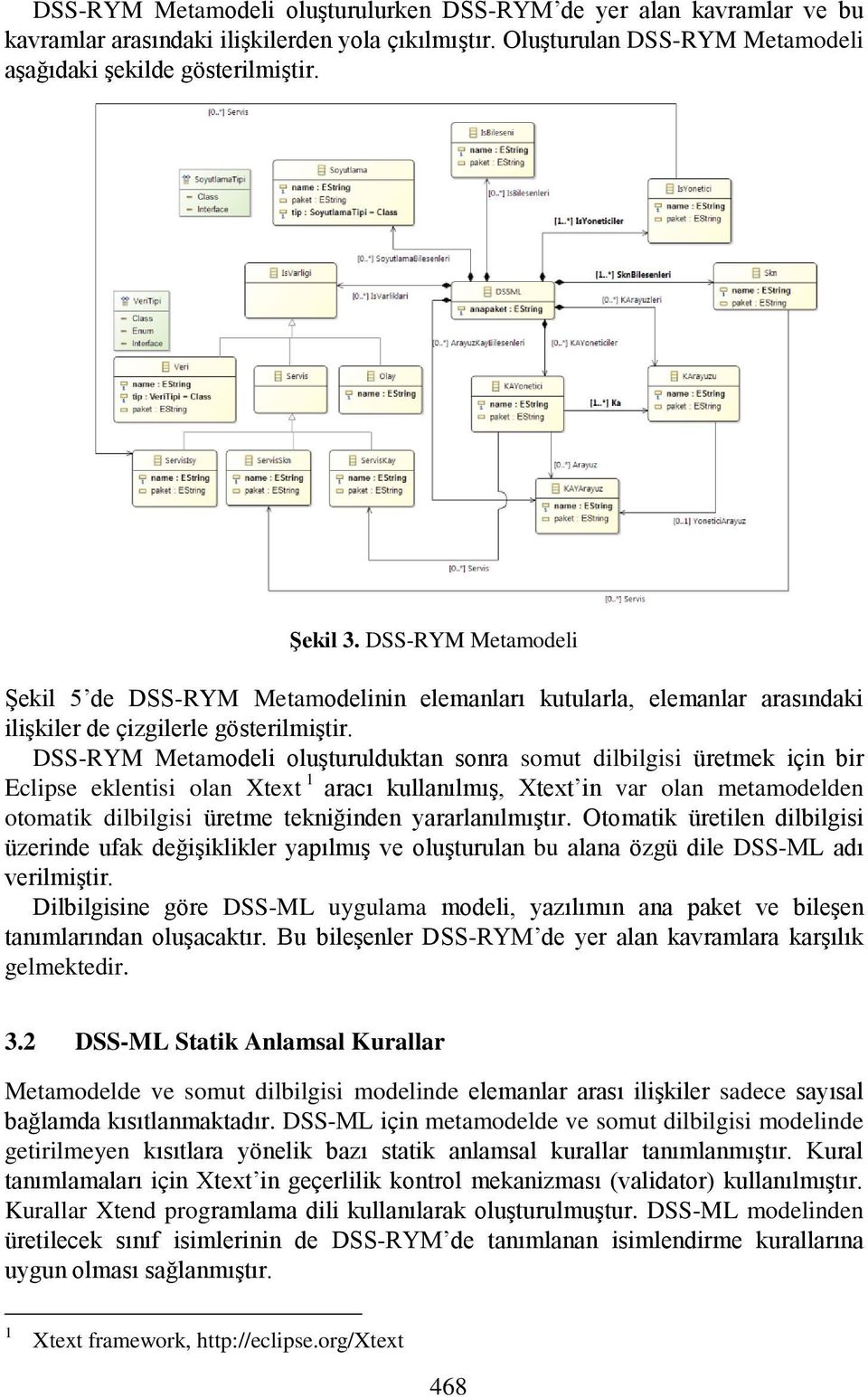 DSS-RYM Metamodeli oluşturulduktan sonra somut dilbilgisi üretmek için bir Eclipse eklentisi olan Xtext 1 aracı kullanılmış, Xtext in var olan metamodelden otomatik dilbilgisi üretme tekniğinden
