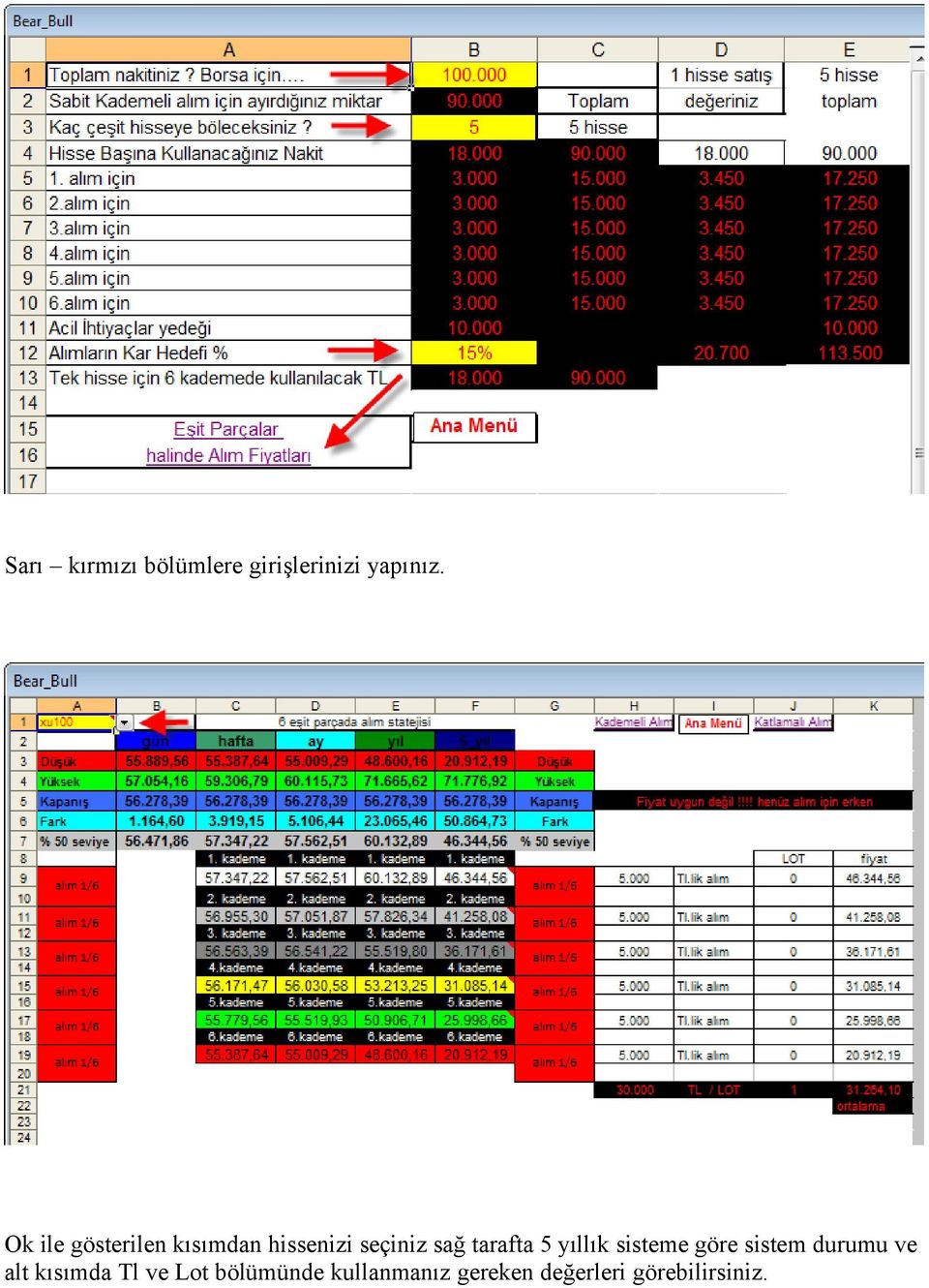 tarafta 5 yıllık sisteme göre sistem durumu ve alt