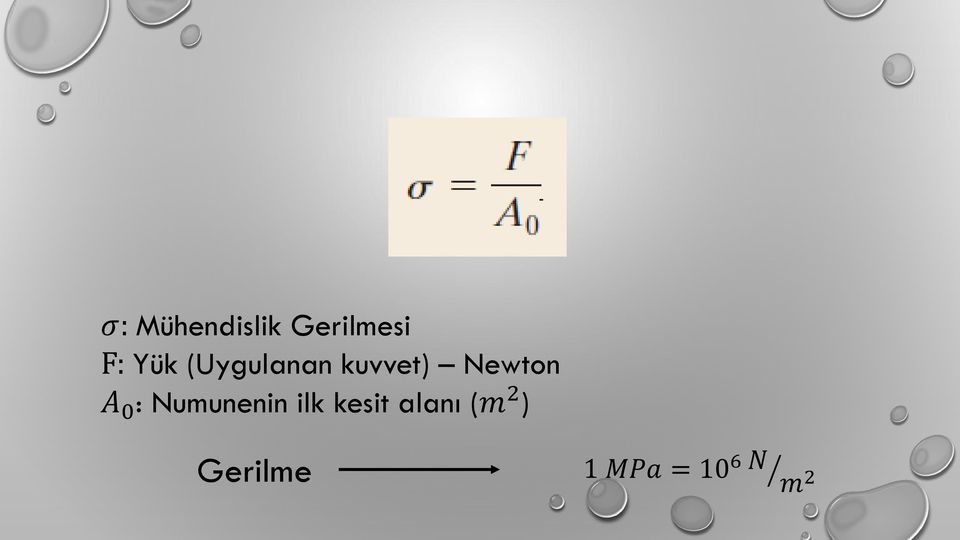 A 0 : Numunenin ilk kesit