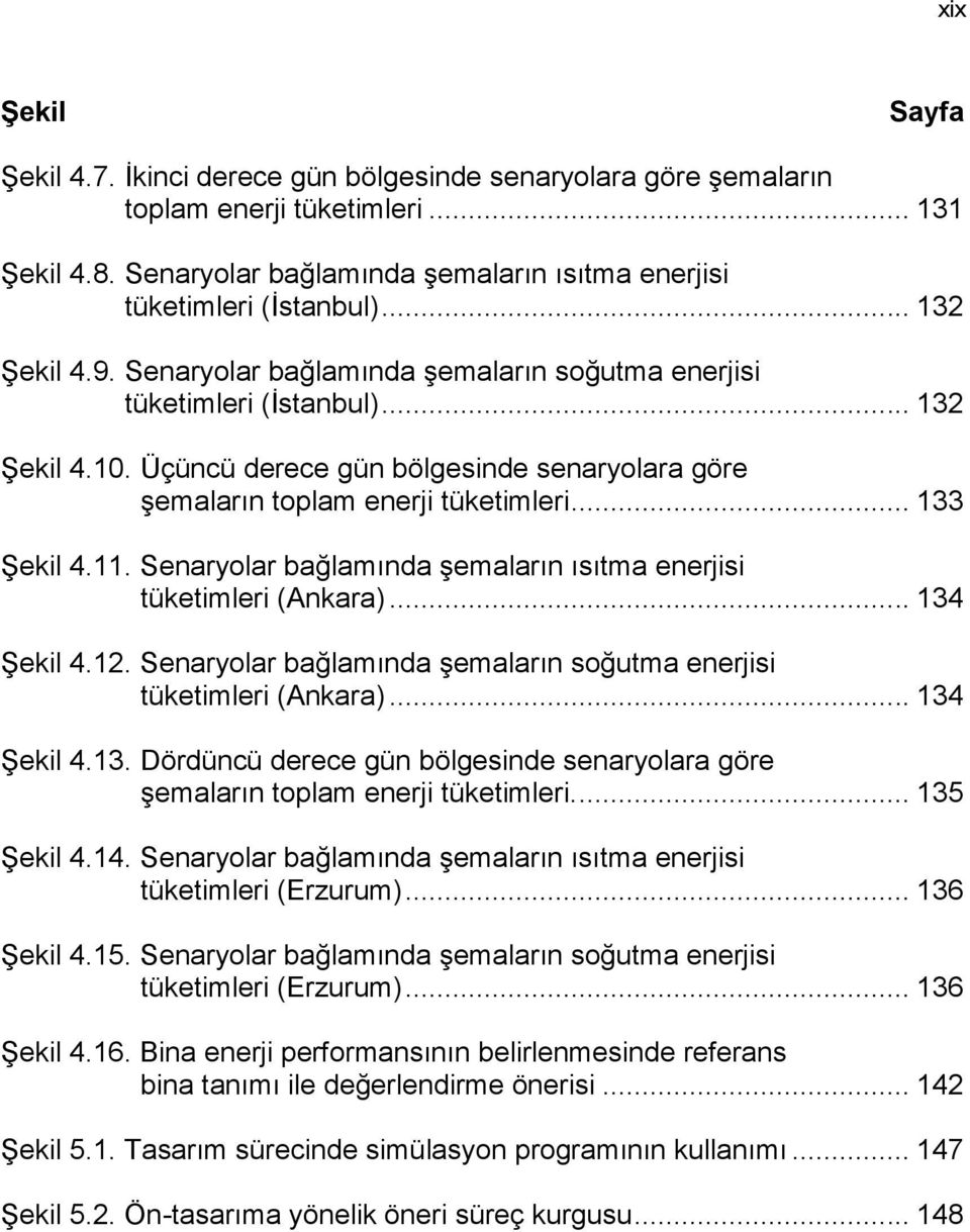 .. 133 Şekil 4.11. Senaryolar bağlamında şemaların ısıtma enerjisi tüketimleri (Ankara)... 134 Şekil 4.12. Senaryolar bağlamında şemaların soğutma enerjisi tüketimleri (Ankara)... 134 Şekil 4.13. Dördüncü derece gün bölgesinde senaryolara göre şemaların toplam enerji tüketimleri.