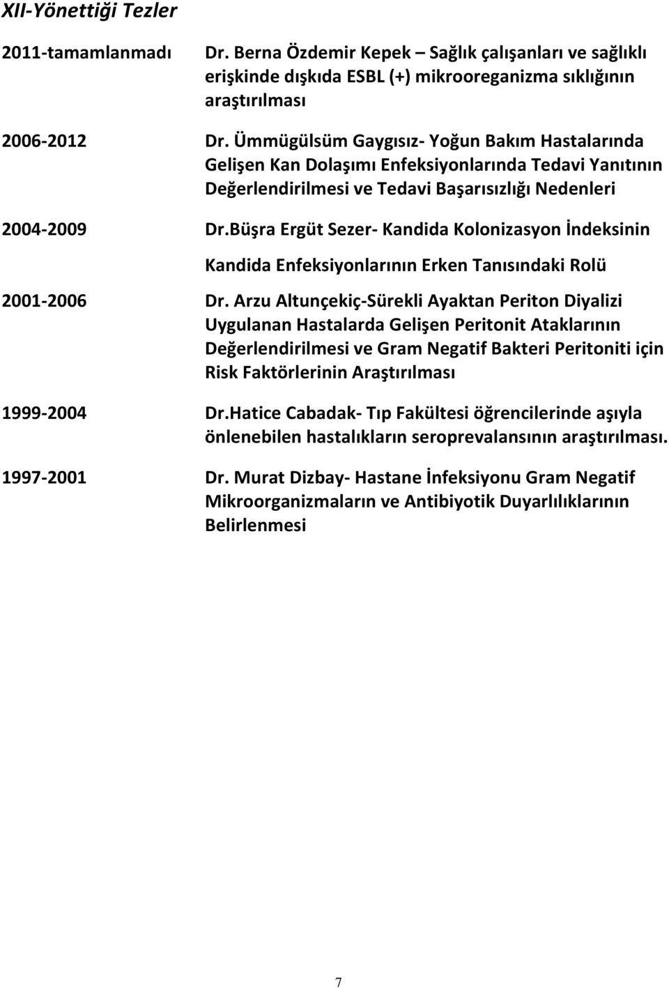 Büşra Ergüt Sezer- Kandida Kolonizasyon İndeksinin Kandida Enfeksiyonlarının Erken Tanısındaki Rolü 2001-2006 Dr.