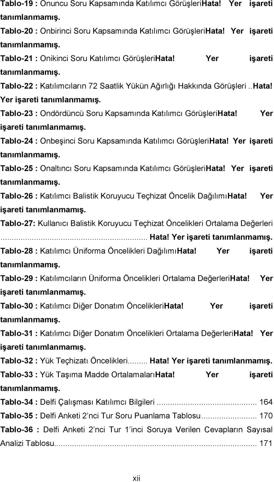 Yer işareti tanımlanmamış. Tablo-24 : Onbeşinci Soru Kapsamında Katılımcı GörüşleriHata! Yer işareti tanımlanmamış. Tablo-25 : Onaltıncı Soru Kapsamında Katılımcı GörüşleriHata!