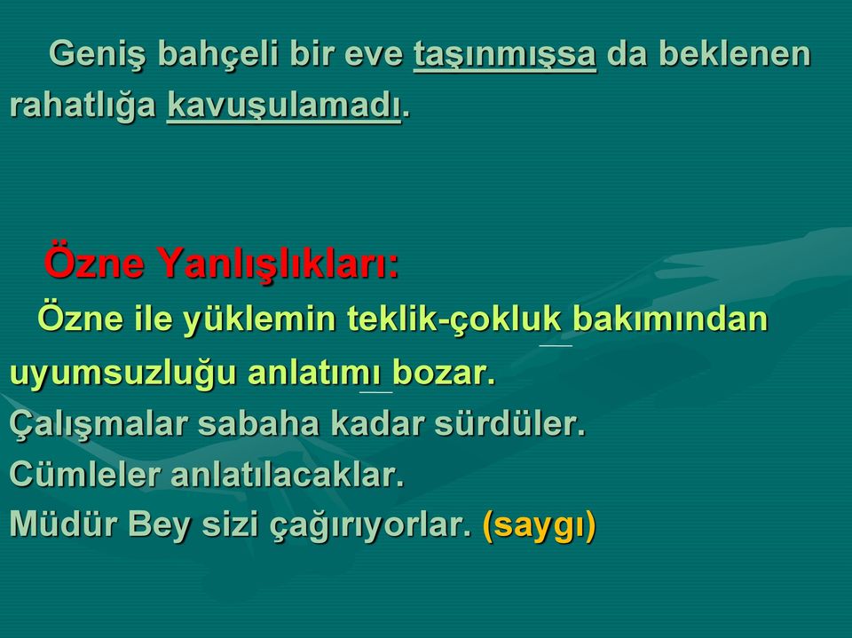 Özne Yanlışlıkları: Özne ile yüklemin teklik-çokluk bakımından