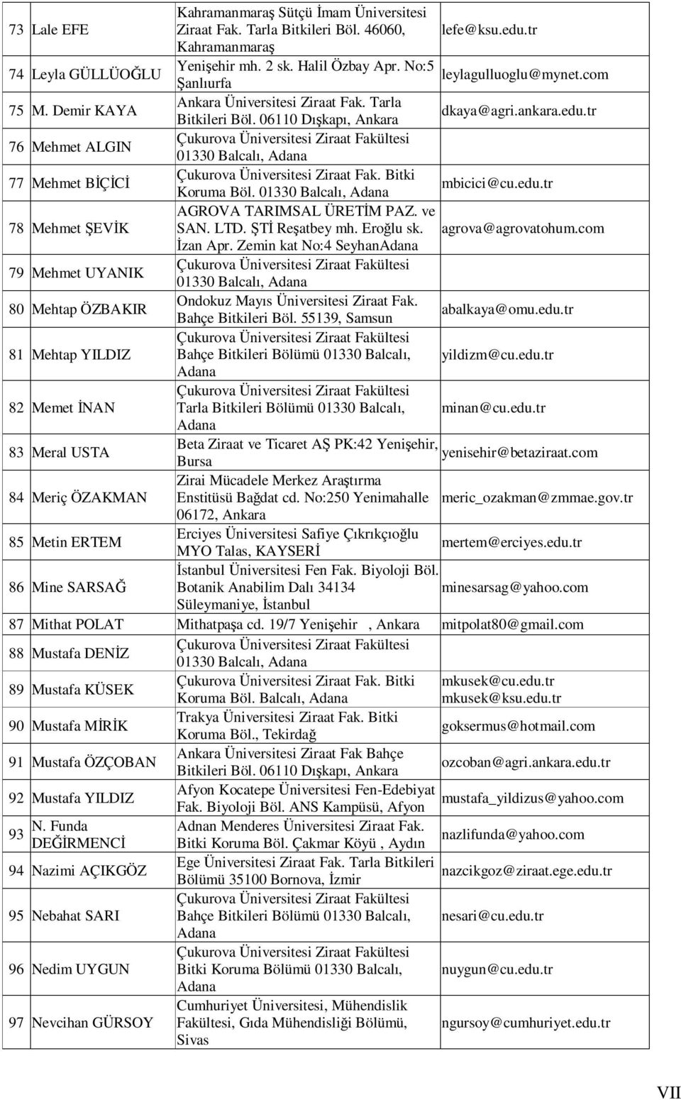 tr 76 Mehmet ALGIN Çukurova Üniversitesi Ziraat Fakültesi 01330 Balcalı, Adana 77 Mehmet BİÇİCİ Çukurova Üniversitesi Ziraat Fak. Bitki Koruma Böl. 01330 Balcalı, Adana mbicici@cu.edu.