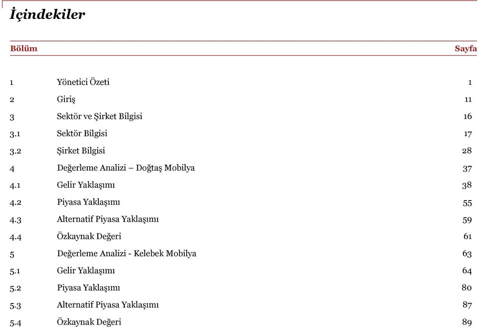 1 Gelir Yaklaşımı 38 4.2 Piyasa Yaklaşımı 55 4.3 Alternatif Piyasa Yaklaşımı 59 4.