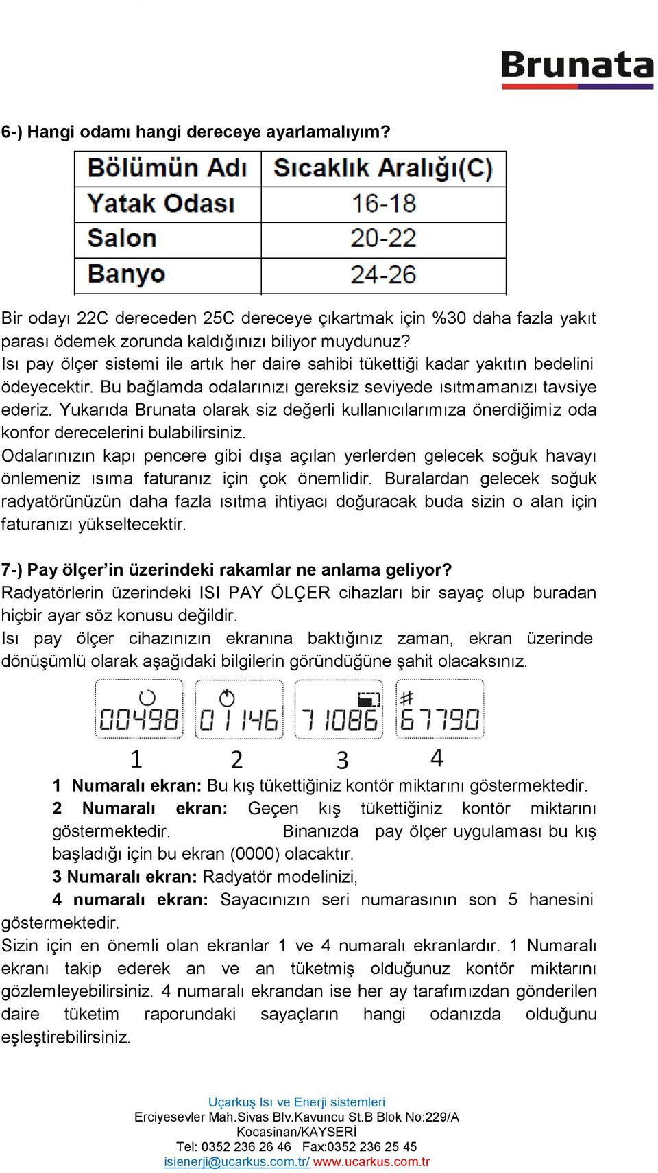 Yukarıda Brunata olarak siz değerli kullanıcılarımıza önerdiğimiz oda konfor derecelerini bulabilirsiniz.