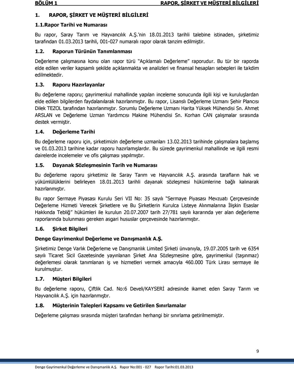 Bu tür bir raporda elde edilen veriler kapsamlı şekilde açıklanmakta ve analizleri ve finansal hesapları sebepleri ile takdim edilmektedir..3.