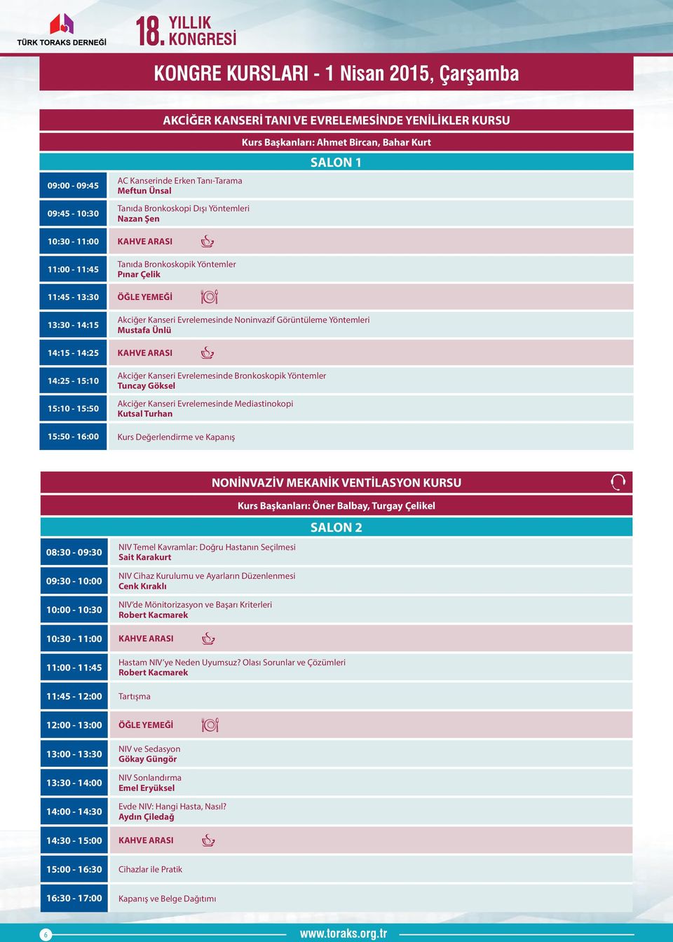 Evrelemesinde Noninvazif Görüntüleme Yöntemleri Mustafa Ünlü 14:15-14:25 KAHVE ARASI 14:25-15:10 15:10-15:50 Akciğer Kanseri Evrelemesinde Bronkoskopik Yöntemler Tuncay Göksel Akciğer Kanseri