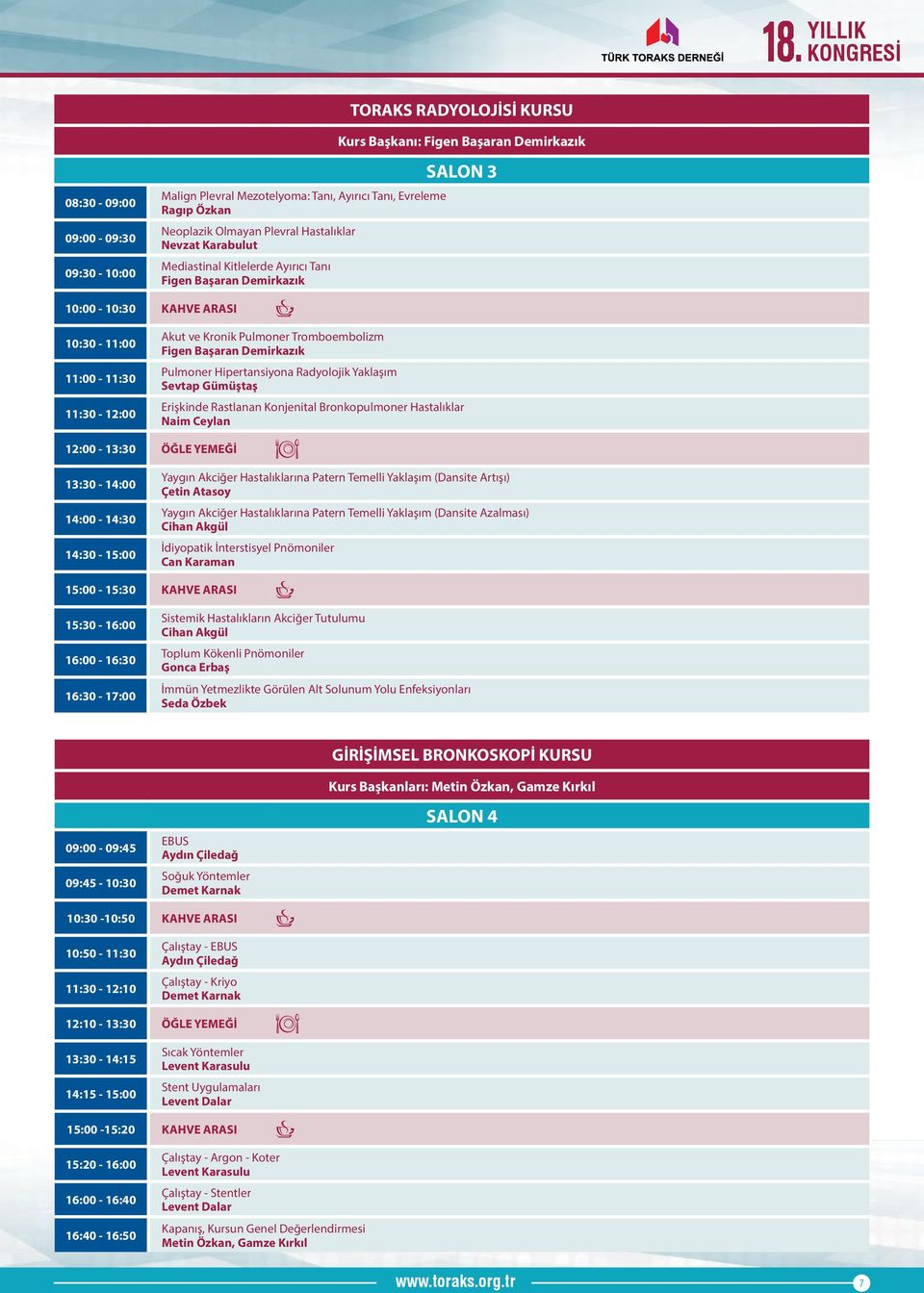 Figen Başaran Demirkazık Pulmoner Hipertansiyona Radyolojik Yaklaşım Sevtap Gümüştaş Erişkinde Rastlanan Konjenital Bronkopulmoner Hastalıklar Naim Ceylan 12:00-13:30 ÖĞLE YEMEĞİ 13:30-14:00