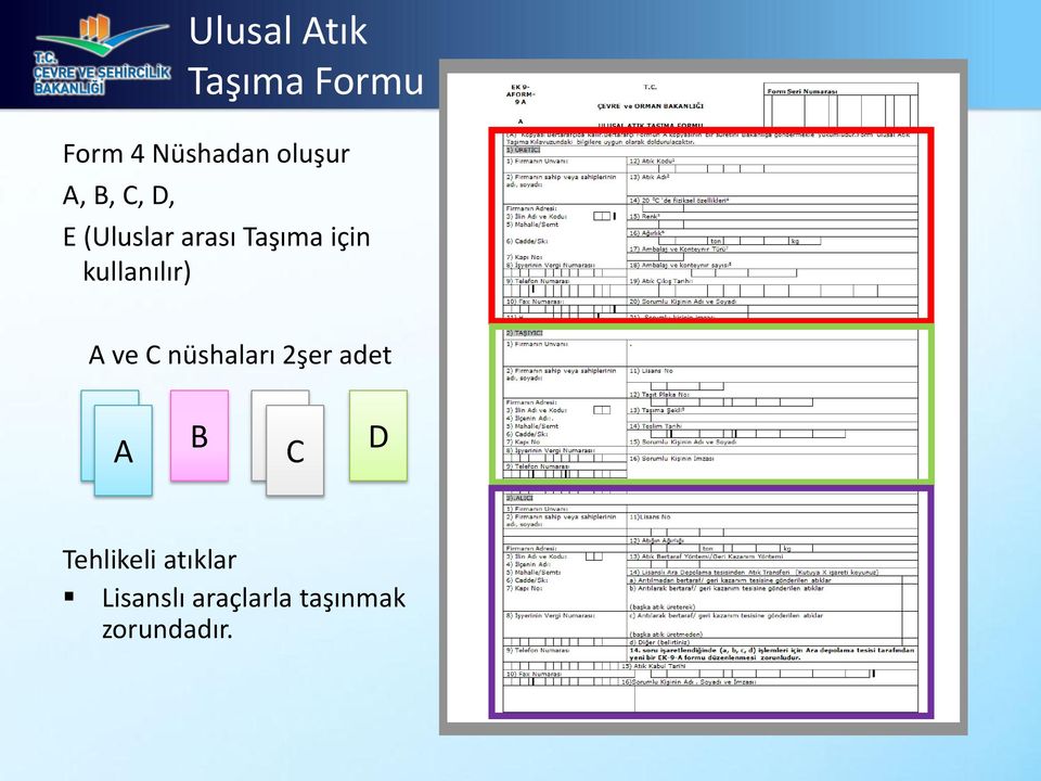 kullanılır) A ve C nüshaları 2şer adet A A B C C