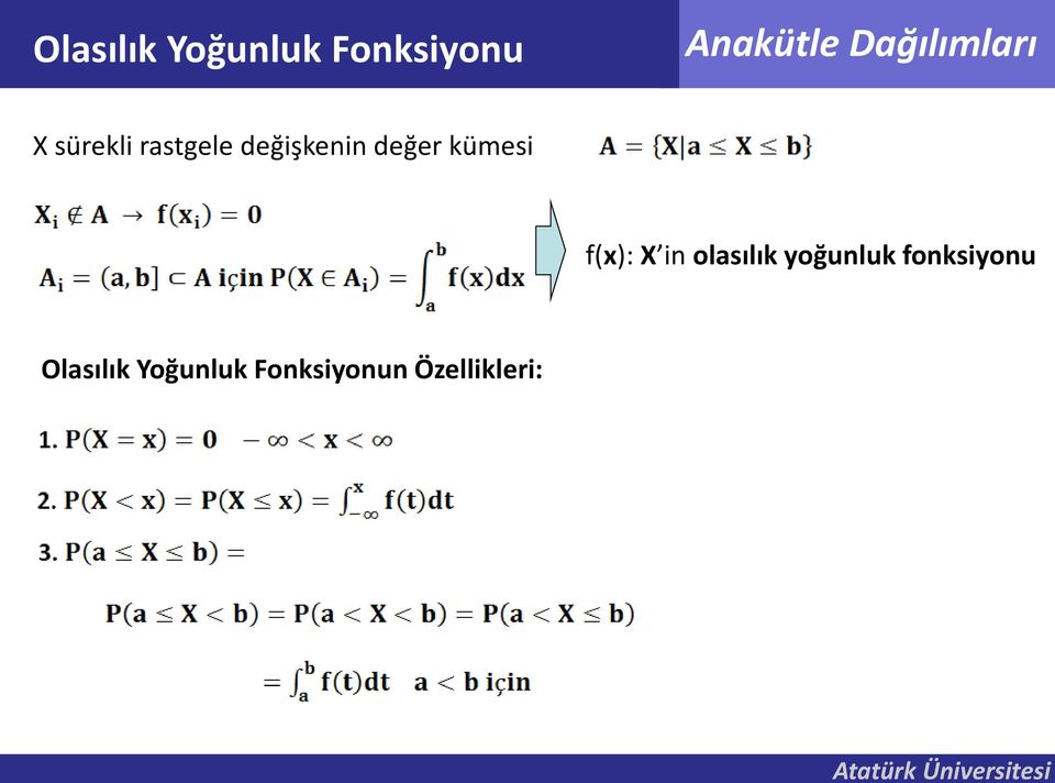 X in olasılık yoğunluk fonksiyonu