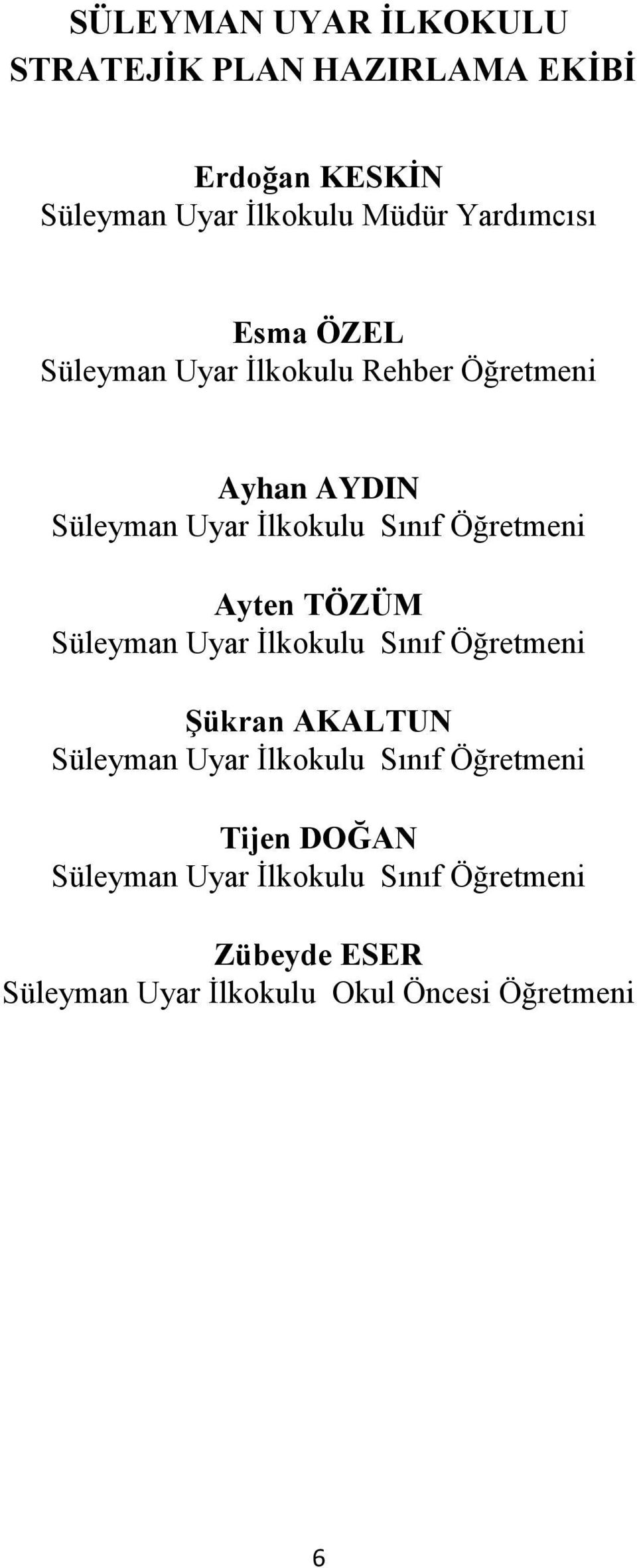 Öğretmeni Ayten TÖZÜM Süleyman Uyar İlkokulu Sınıf Öğretmeni Şükran AKALTUN Süleyman Uyar İlkokulu Sınıf