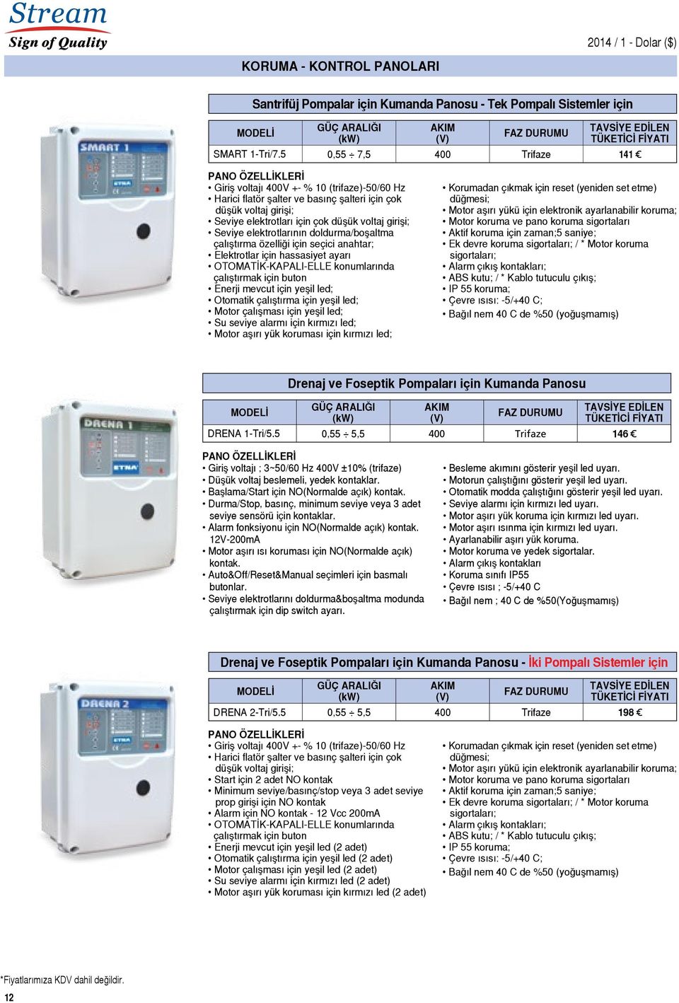 girişi; Seviye elektrotlarının doldurma/boşaltma çalıştırma özelliği için seçici anahtar; Elektrotlar için hassasiyet ayarı OTOMATİK-KAPALI-ELLE konumlarında çalıştırmak için buton Enerji mevcut için