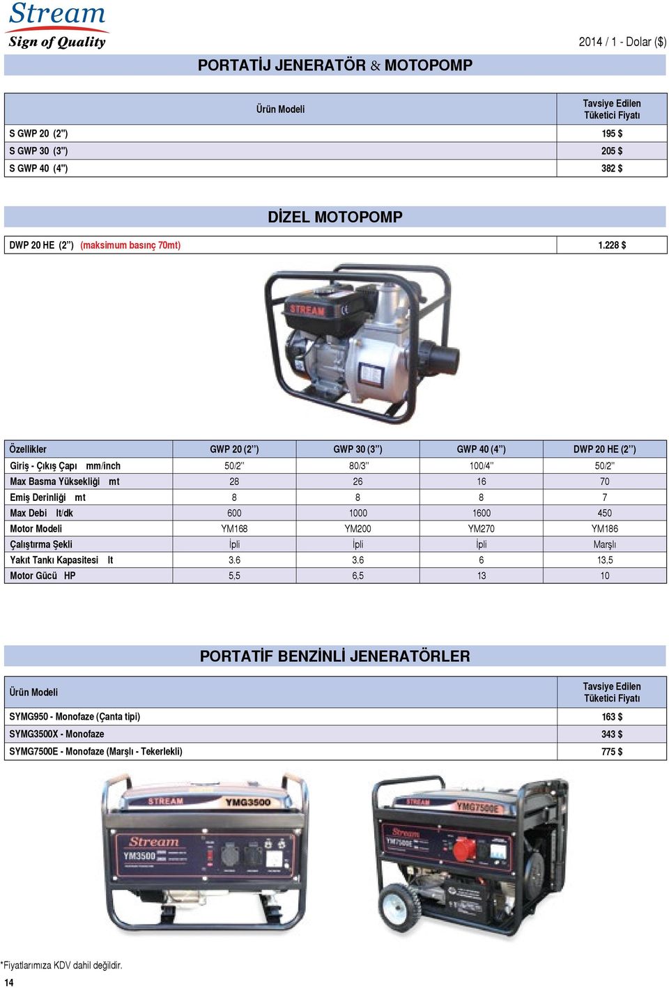 8 7 Max Debi lt/dk 600 1000 1600 450 Motor i YM168 YM200 YM270 YM186 Çalıştırma Şekli İpli İpli İpli Marşlı Yakıt Tankı Kapasitesi lt 3.6 3.