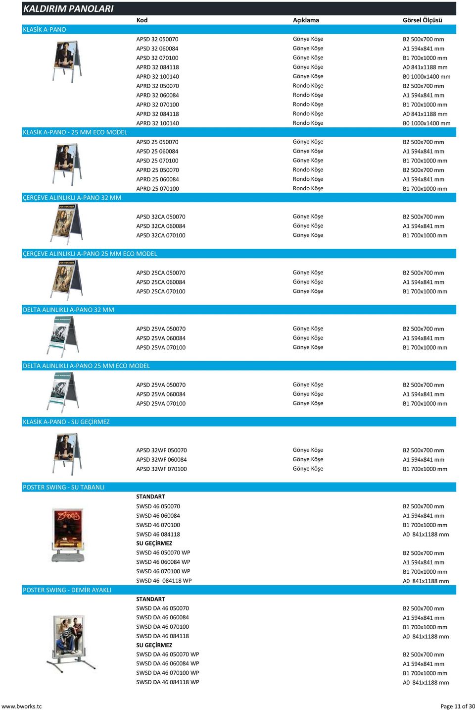 APRD 32070100 Rondo Köşe B1 700x1000 mm APRD 32084118 Rondo Köşe A0 841x1188 mm APRD 32100140 Rondo Köşe B0 1000x1400 mm APSD 25050070 Gönye Köşe B2 500x700 mm APSD 25060084 Gönye Köşe A1 594x841 mm