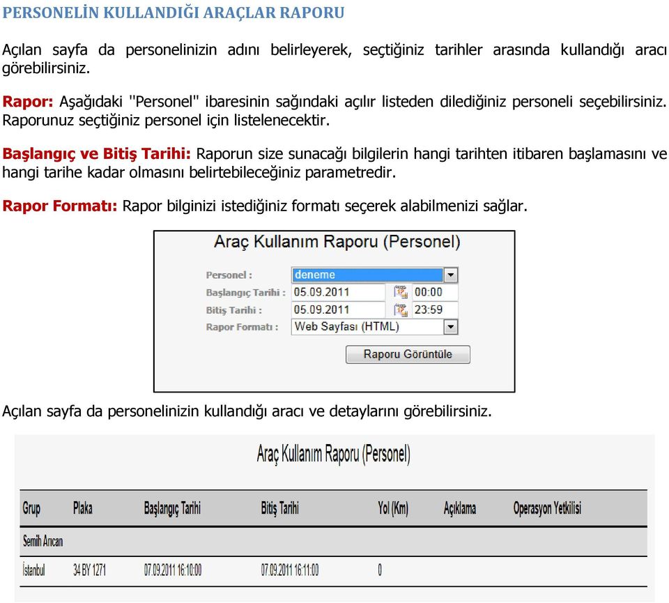 Başlangıç ve Bitiş Tarihi: Raporun size sunacağı bilgilerin hangi tarihten itibaren başlamasını ve hangi tarihe kadar olmasını belirtebileceğiniz