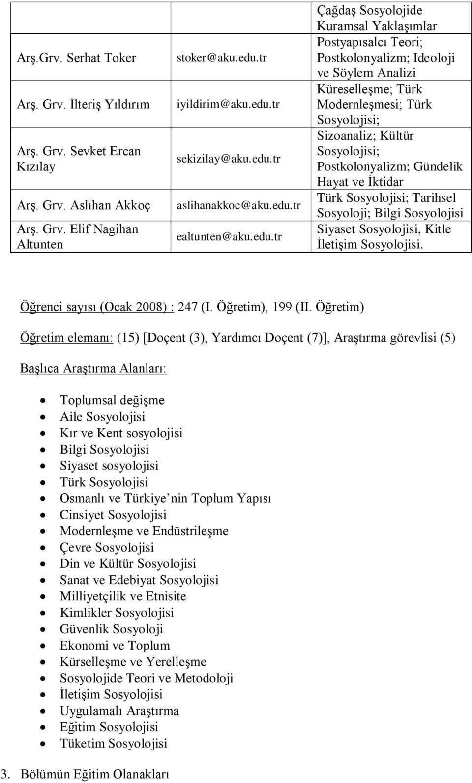 Kültür Sosyolojisi; Postkolonyalizm; Gündelik Hayat ve İktidar Türk Sosyolojisi; Tarihsel Sosyoloji; Bilgi Sosyolojisi Siyaset Sosyolojisi, Kitle İletişim Sosyolojisi.