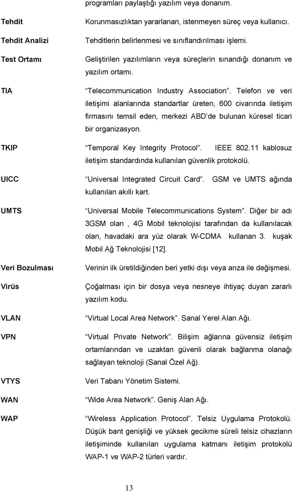 Telefon ve veri iletişimi alanlarında standartlar üreten, 600 civarında iletişim firmasını temsil eden, merkezi ABD de bulunan küresel ticari bir organizasyon. TKIP Temporal Key Integrity Protocol.