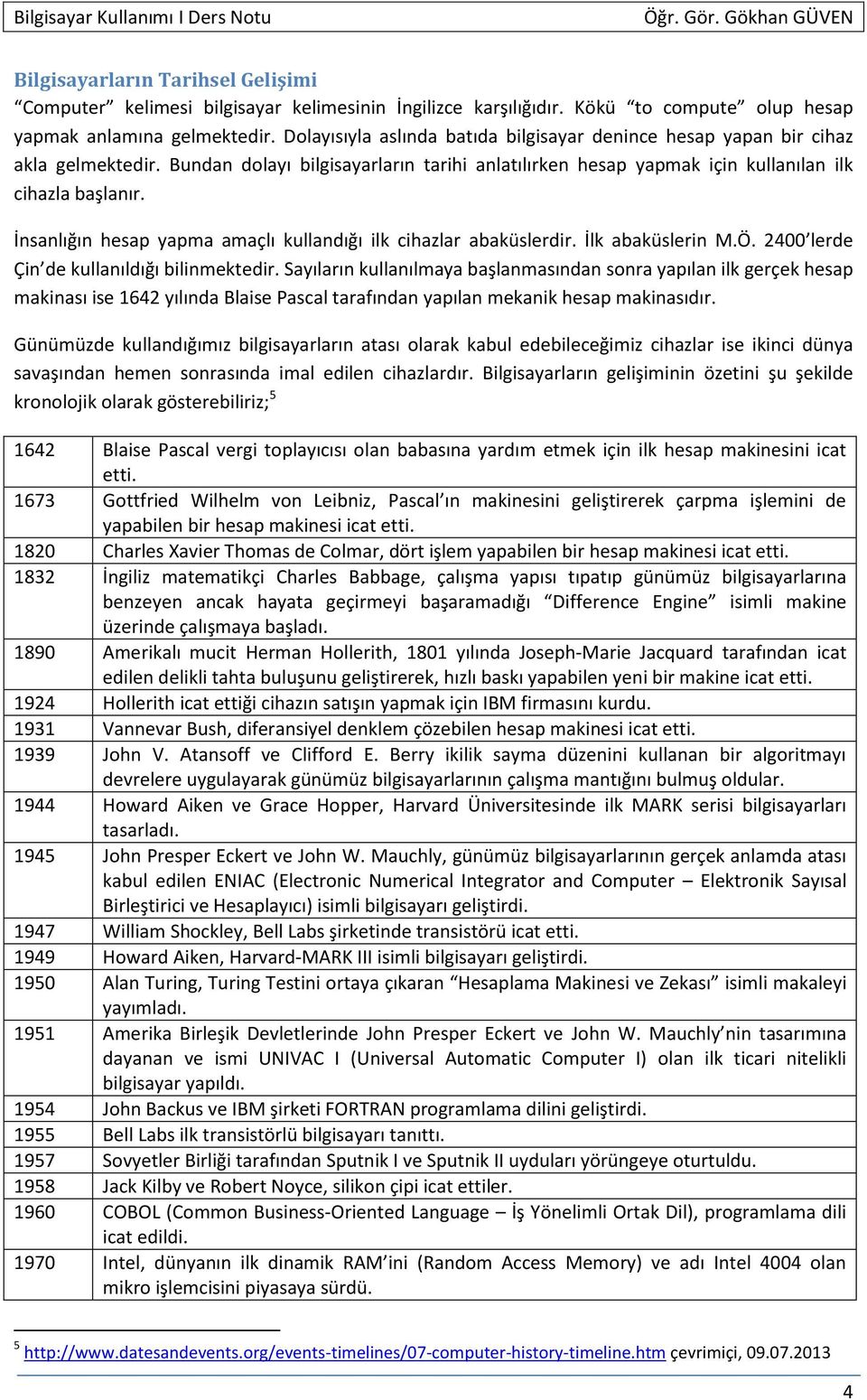 İnsanlığın hesap yapma amaçlı kullandığı ilk cihazlar abaküslerdir. İlk abaküslerin M.Ö. 2400 lerde Çin de kullanıldığı bilinmektedir.