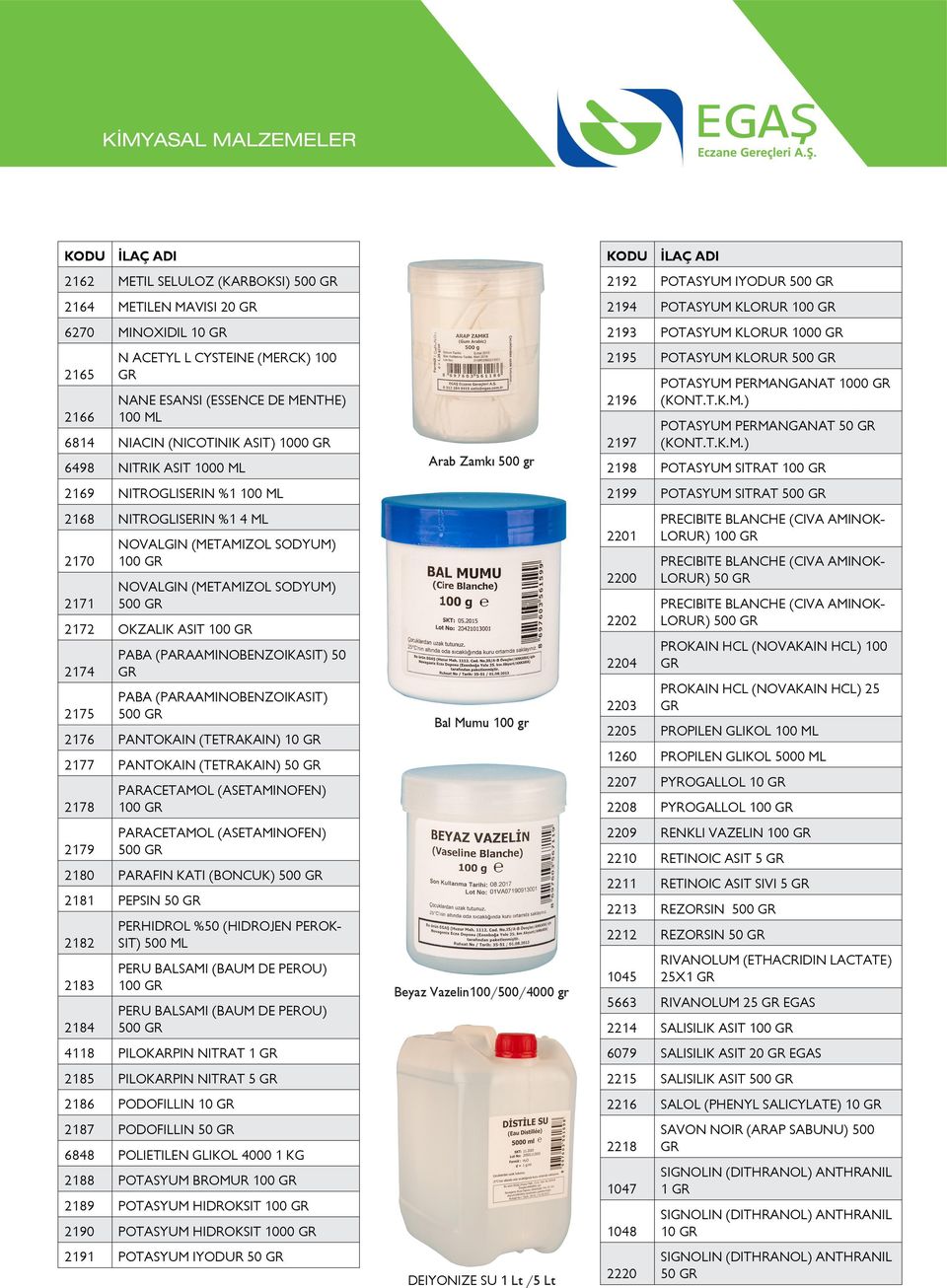 PABA (PARAAMINOBENZOIKASIT) 50 PABA (PARAAMINOBENZOIKASIT) 500 2176 PANTOKAIN (TETRAKAIN) 10 2177 PANTOKAIN (TETRAKAIN) 50 2178 2179 PARACETAMOL (ASETAMINOFEN) 100 PARACETAMOL (ASETAMINOFEN) 500 2180