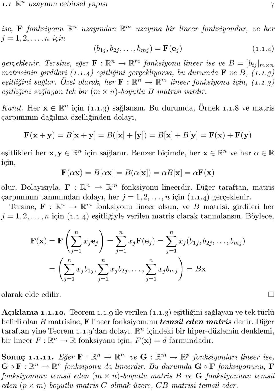 Özel olarak, her F : R n R m lineer fonksiyonu için, (1.