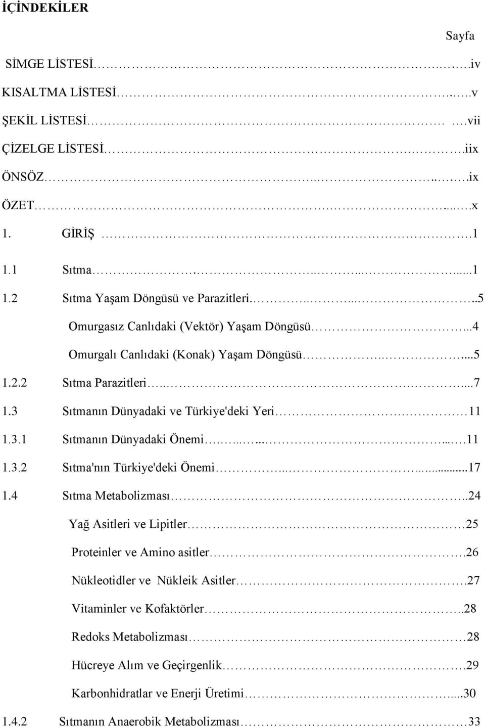 ..........11 1.3.2 Sıtma'nın Türkiye'deki Önemi......17 1.4 Sıtma Metabolizması..24 Yağ Asitleri ve Lipitler 25 Proteinler ve Amino asitler.26 Nükleotidler ve Nükleik Asitler.