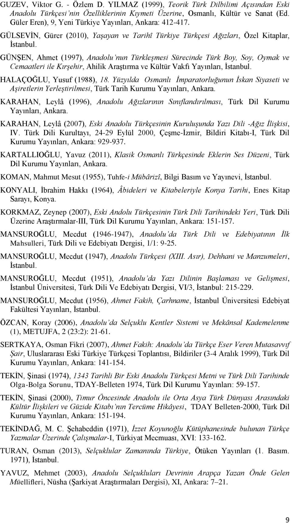 GÜNŞEN, Ahmet (1997), Anadolu nun Türkleşmesi Sürecinde Türk Boy, Soy, Oymak ve Cemaatleri ile Kırşehir, Ahilik Araştırma ve Kültür Vakfı Yayınları, İstanbul. HALAÇOĞLU, Yusuf (1988), 18.