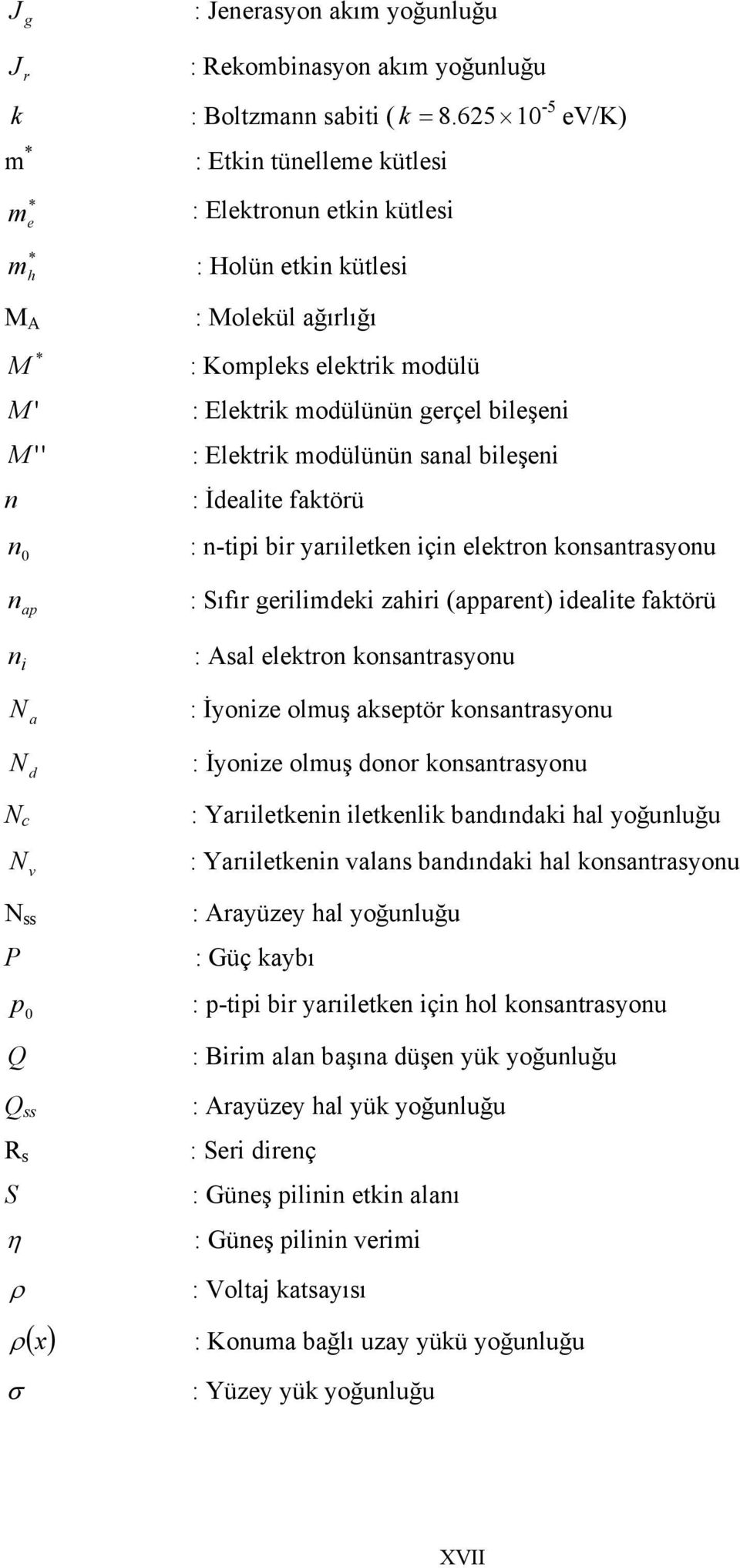 bileşeni : Elektrik modülünün sanal bileşeni : İdealite faktörü : n-tipi bir yarıiletken için elektron konsantrasyonu n ap : Sıfır gerilimdeki zahiri (apparent) idealite faktörü n i N a N d N c N v N