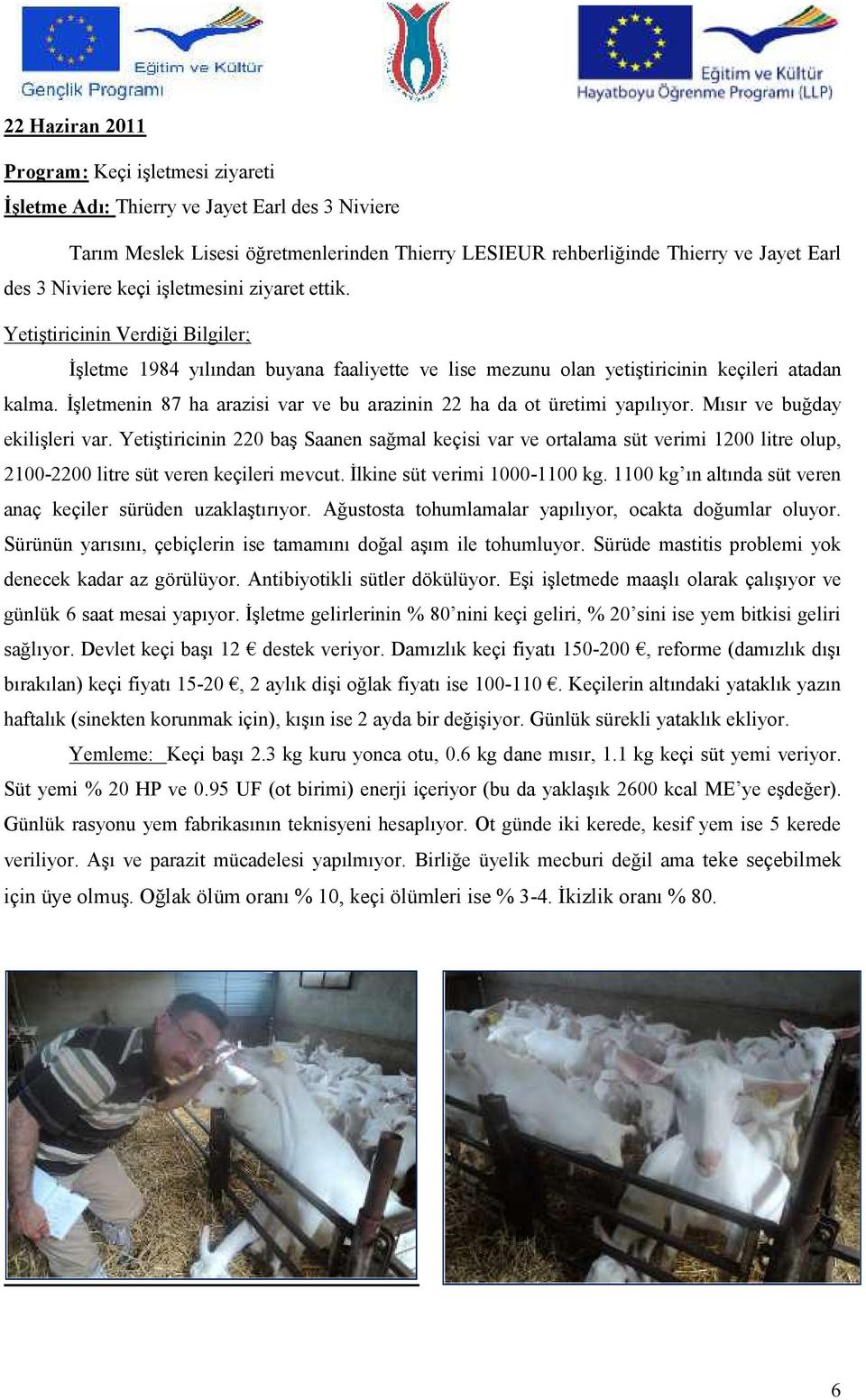 İşletmenin 87 ha arazisi var ve bu arazinin 22 ha da ot üretimi yapılıyor. Mısır ve buğday ekilişleri var.