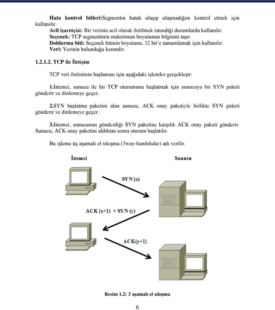 İstemci, sunucu ile bir TCP oturumunu başlatmak için sunucuya bir SYN paketi gönderir ve dinlemeye geçer. 2.