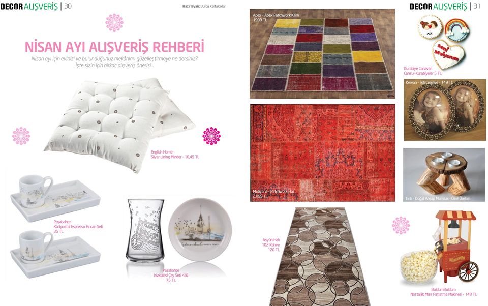 İşte sizin için birkaç alışveriş önerisi Kurabiye Canavarı Cansu- Kurabiyeler 5 TL Kervan - İkili Çerçeve - 149 TL English Home Silver Lining Minder -