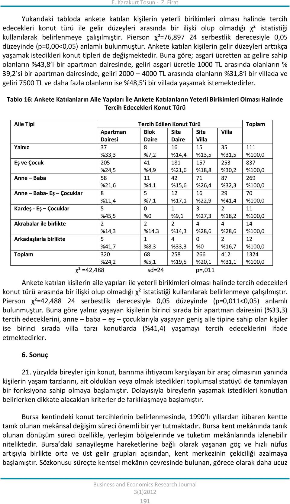 belirlenmeye çalışılmıştır. Pierson χ²=76,897 24 serbestlik derecesiyle 0,05 düzeyinde (p=0,00<0,05) anlamlı bulunmuştur.